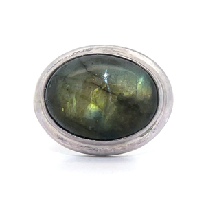 Bezel Set Labradorite Oval Cabochon Statement Ring VIDEO