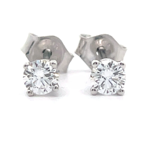 Diamond Round Brilliant Solitaire Stud Earrings in White Gold $799 Retail VIDEO