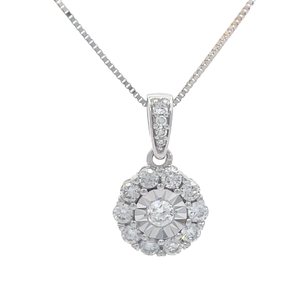 12 Carat Diamond Round Cluster Pendant 18 Necklace in White Gold $1,599 Retail VIDEO