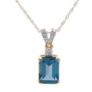 London Blue Topaz & Natural Diamond Drop Pendant 18 Necklace in White Gold $899 Retail VIDEO