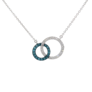Fancy Blue & White Diamond Double Eternity Circle Necklace $1,299 Retail