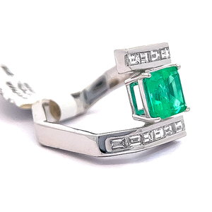 3.16 Carat Natural Colombian Emerald & Natural Diamond Baguette Art Deco Bypass Ring in Platinum - $28,782 Appraisal Included VIDEO