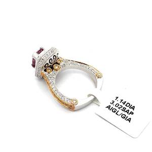 Brand New 4.16 Carat GIA Certified Natural Pink Sapphire & Natural Diamond Art Deco Euro Shank Ring in 18k Two-Tone Gold - $26,478 Appraisal Included VIDEO