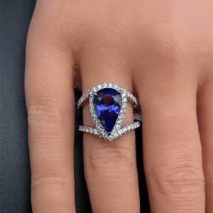 5.13 Carat Vibrant Tanzanite & Natural Diamond Double Band Wide Ring in 18k White Gold - $14,870 Appraisal Included VIDEO