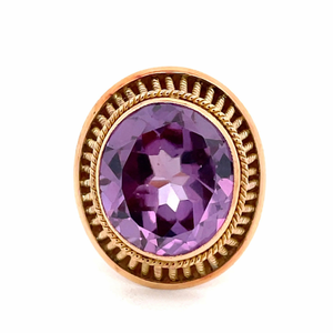 lot 1 image: Vintage Large Alexandrite Solitaire Basket Ring in 18k Yellow Gold VIDEO $3,750 Retail