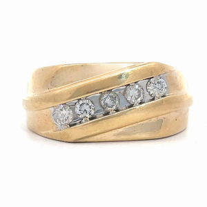 lot 4 image: Gents Channel Diamond Beveled Square Ring in 14k Yellow Gold VIDEO $2,700 Retail