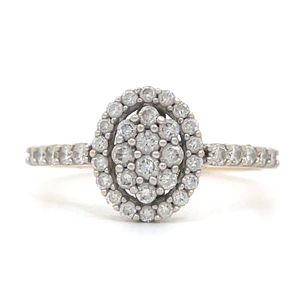 lot 6 image: Pave Diamond Oval Cluster Ring in 14k Yellow Gold VIDEO $2,300 Retail