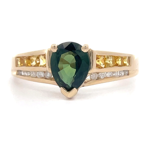 lot 9 image: Green Tourmaline, Citrine & Diamond Ring in 14k Yellow Gold VIDEO $1,950 Retail