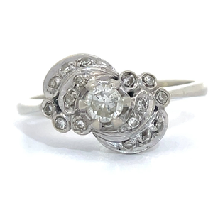 lot 18 image: Diamond Bloom Dimensional Rose Ring in 18k White Gold VIDEO