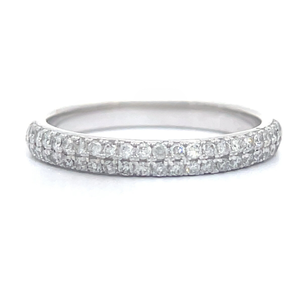 lot 26 image: BRAND NEW 0.30ct Diamond Semi-Eternity Double Row Ring in White Gold VIDEO