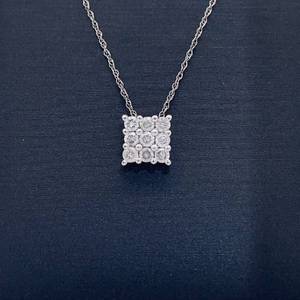 lot 48 image: 0.33ct Diamond Square Cluster Pendant Necklace in White Gold $788 Retail