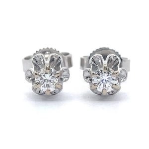 lot 13 image: 0.30 Carat Diamond Petite Solitaire Stud Earrings in 14k White Gold VIDEO