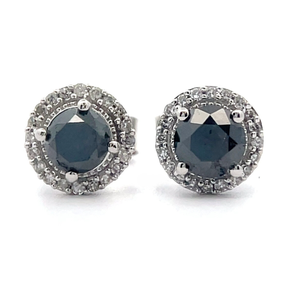 lot 41 image: 1 Carat Fancy Black & White Diamond Stud Earrings in White Gold $1,375 Retail VIDEO