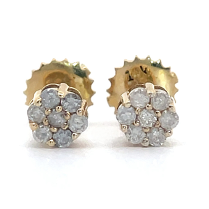 lot 44 image: 0.45 Carat Diamond Round Flower Cluster Stud Earrings in 14k Yellow Gold $599 Retail VIDEO