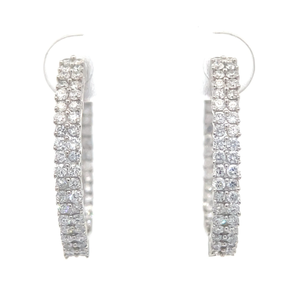 lot 46 image: 1.5 Carat Diamond Pave Inside-Out Round Hoop Earrings $1,248 Retail VIDEO