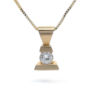 lot 19 image: Diamond Solitaire Channel Bar Pendant Necklace in 14k Yellow Gold