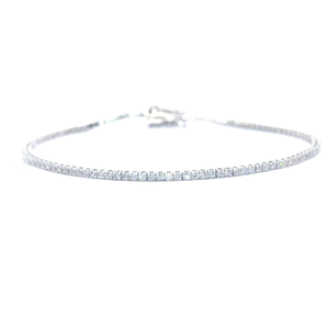 lot 30 image: 1 Carat Diamond Slim Tennis Bracelet in 14k White Gold VIDEO