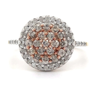 lot 8B image: Diamond Oval Halo Cluster Pave Ring in Two-Tone Gold VIDEO $2,850 Retail
