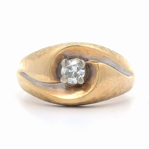 lot 11B image: 0.25ct Diamond Solitaire Swirl Ring in 14k Yellow Gold VIDEO