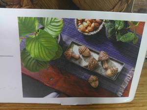 lot 35 image: Set of 2 Jute Acorns & Mushrooms Vase Filler