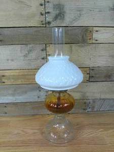 lot 6 image: Antique Glass Oil Lamp and Shade