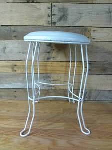 lot 25 image: 18 Wire Frame Stool-White- 13 12 Cushioned Seat