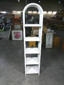 lot 42 image: 5 Tier White Wicker Etagere Shelving