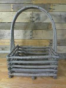 lot 65 image: Hand Crafted Rustic Sapling Basket with Handle