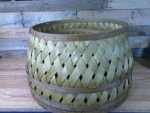 lot 64 image: (Set of 3) 26 Wooden Lattice Christmas Tree Collar Dark Brown - Hearth & Hand with Magnolia