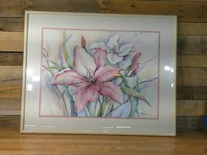 lot 83 image: 39 x 31 12 Lily Water Color Painting by McKisson