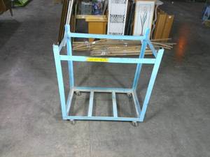 lot 90 image: 27H x 30H x 18W Blue Metal Cart w Wheels