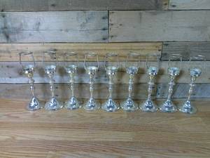 lot 92 image: (Lot of 9) 10 Chrome Finish Candle Holders