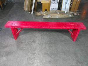 lot 104 image: Long Red Outdoor Picnic Bench