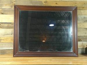 lot 112 image: Large 40 x 32 Wood Framed Wall Mirror