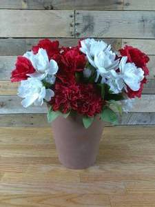 lot 130 image: 11 Terracotta Pot Filled with Fake Flowers