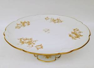lot 58 image: Vintage Ceramic Pedestal Cake Plate with Pair of Sake Cups