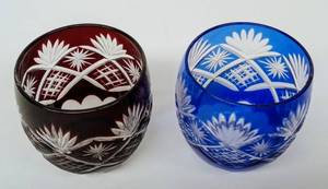 lot 30 image: Vintage Pair of Cut Glass Sake Cups
