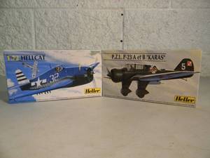 NEW IN BOX - HELLER 172 SCALE MODEL KITS HELLCAT #80272 & P.Z.L. P-23 A et B KARAS #80247 - GREAT PIECES - SEE PICTURES