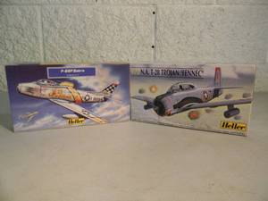 NEW IN BOX - HELLER 172 SCALE MODEL KITS F-86F SABRE #80277 & N.A. T-28 TROJAN FENNEC #80279 - GREAT PIECES - SEE PICTURES
