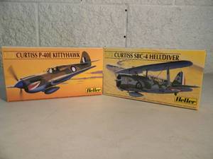 NEW IN BOX - HELLER 172 SCALE MODEL KITS CURTISS P-40E KITTYHAWK #80266 & CURTISS SBC-4 HELLDIVER #80285 - GREAT PIECES - SEE PICTURES