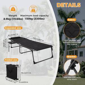 KingCamp Oversize Padded Folding Chaise Lounge Chair