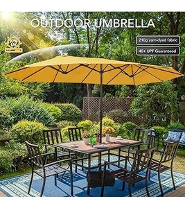Sundale Outdoor 40 LED 15 Foot Large Patio Umbrella with Base