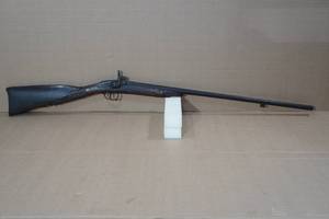lot 2F image: Black Powder Percussion Cap Muzzleloader - .43 Caliber - Carved Wood Stock