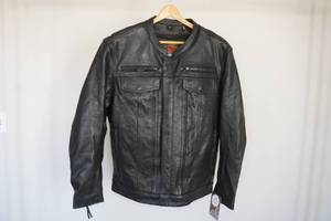 lot 66 image: First Manufacturing Raider Mens Motorcycle Leather Jacket -XL