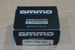 lot 112 image: 20 Ammo Inc 9mm 115 Gr JHP Ammo