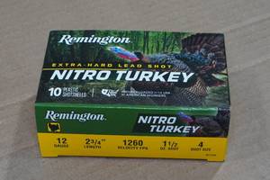 lot 135 image: 10 Remington Nitro Turkey 12 Gauge 2-34 4 Shot Shotshells