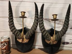lot 13 image: Pair of Antler Candle Holders
