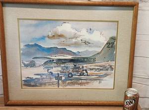 lot 11 image: MARINES Print Planes on Airstrip 20.5 x 25