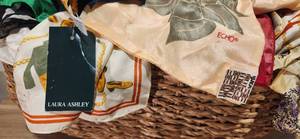 lot 48 image: Scarves Lot 50 Salvatore Ferragamo, Nipon, Anne Klein, Echo, Laura Ashley Some have tags still on them
