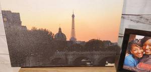 lot 49 image: Eiffel Tower picture on Canvas & Eiffel Tower NEW Picture Frame